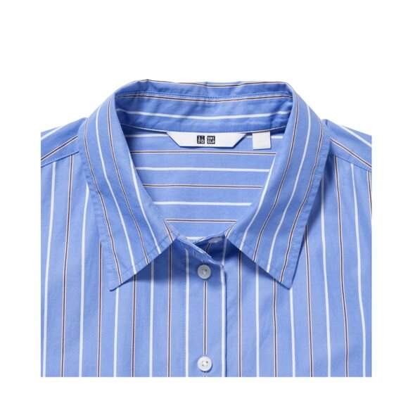 Uniqlo Striped Cotton Long-Sleeve Long Shirt Dress. Size M. It Has Pockets! - Picture 3 of 10